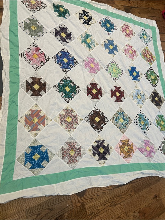 Handmade Other - Handmade Patchwork Quilt with Mint Green Border